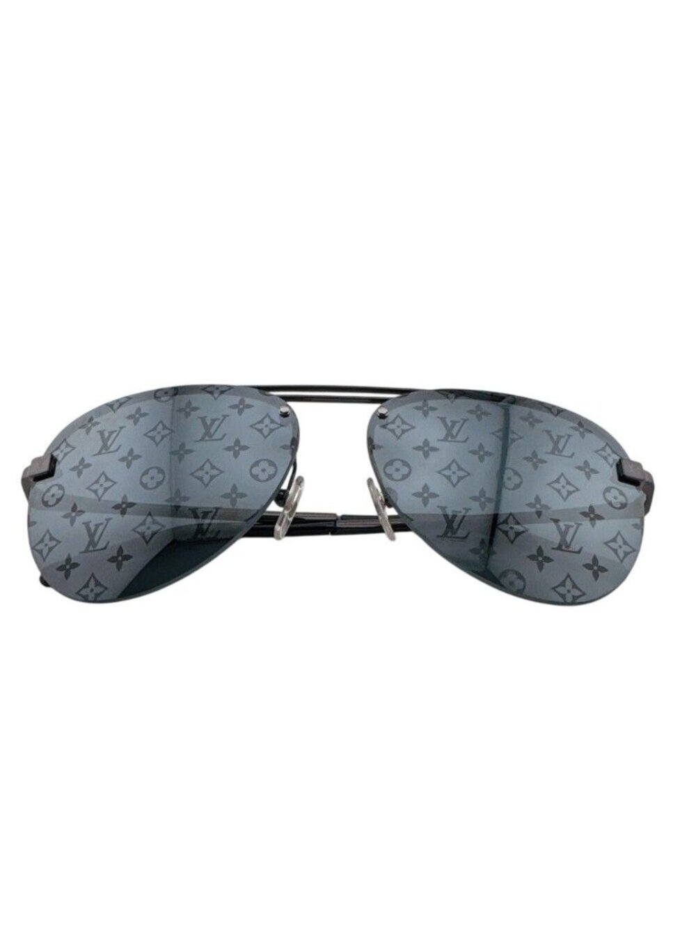 Louis Vuitton Sunglasses Clockwise Monogram Rimless Black Metal Acetate Eyewear